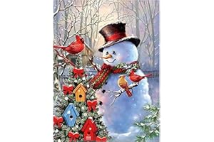 AIKEWO Christmas Diamond Painting Kits,Winter Diamond Art Kit for Adults,Snowman 5D Paint with Diamond Full Drill for Parents-Children Interrction,Wall Decor Inch 12x16