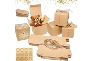 UGBO Scatola Regalo Bomboniera Matrimonio 50 Scatole Regalo Cartone Piccole Scatoline Portaconfetti Carta Kraft Scatole per Bomboniere per Comunione Matrimoni San Valentino Battesimo laurea (Marrone)