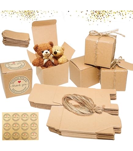 PH PandaHall 30 Pack Witte Geschenkdozen Mini Gunst Dozen Kraftpapier Dozen Bruidsmeisje Dozen Kleine Kartonnen Dozen Snoepdozen voor Bruiloft Valentijnsdag Party Favor Treats, 8x8x4cm