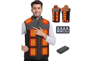 Mimo Style Heated Jacket，Heated Gilet For Men with 21 Heat Zones, Heated Vest with 20000mAh Power Bank, 3 Heat Settings, Heated Body Warmer for Outdoor Ski Riding Hiking Motor