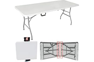 MQ Houseware 78 inch Folding Table 7ft Table Fold in Half w/Handle Plastic for Outdoor & Indoor Party Dining Picnic Camping Wedding BBQ Market Events,White