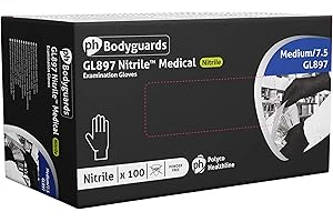 FIRMSAFET Medium ORIGINAL Polyco Bodyguards GL8972 Disposable Black Nitrile Examination Gloves | Medical | Industrial | Hair, Beauty | Food | Janitorial | Powder Free | Latex Free | 1 Box of 100