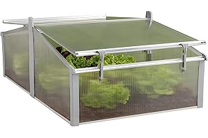 JUWEL 20222 Easy FIX 120/80 Serre thermique (pour plate-bande surélevée à cadre de palette 120 x 80 cm, profilés en aluminium inoxydable, 2 fenêtres avec protection contre le vent, plaques alvéolaires