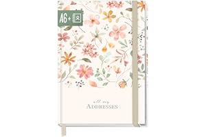 ‎HÄFFT paper&you® Adressbuch A6+ mit Register A-Z und 120 g/m² Premium-Papier "Wild Blossoms" Buch für Kontakte, Geburtstage & Passwörter - nachhaltig & klimafreundlich