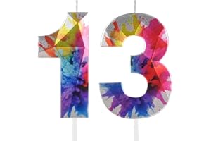 HONGPLUS Colorful Graffiti Number 13 Candle, 13 Birthday Candle, Colorful Happy 13 Birthday Candles for Cake, Colorful Cake Topper Decorations for Boys Girls Colorful Sweet 13 Birthday Party Decorations