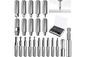 MUOIVG 22 Pcs Extracteurs de Vis à Mèches de Polissage Séparée et d'Extraction pour Boulons ou Vis Endommagés, 2-12mm,avec porte-embout magnétique et adaptateur de douille