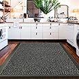 Large Carpet Mat Waterproof Non Slip Strong PVC Backing Floor Mat - Grey, 120 x 150 cm - High Traffic Area Rug Dirt Trapper Muddy Paws Rug