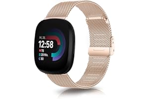KoGiio Cinturino Compatible con Fitbit Versa 4/Versa 3, Chiusura Rete Metallo Regolabile Watch Band Cinturino, Uomini Donne Acciaio Inossidabile Ricambio Cinturino per Fitbit Sense 2/Sense - Oro Rosa
