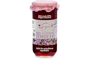 JOYRA SABOR NACIONAL Miel Cruda, 100% MIel Pura de Abeja. Natural y Artesanal. 27 Variedades de sabores, APICULTURA ESPAÑOLA. Sin Pasteurizar, Conservan Polen, Enzimas y Antioxidantes. (1 KG, Miel de Tomillo)