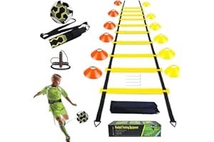 HOTGOSP Kit Entrainement Foot, Plot Sport Entrainement Football Enfant, Echelle de Rythme, Football Entrainement Ceinture, Corde à Sauter, Equipement Foot Cadeaux de Football pour Enfant et Adultes