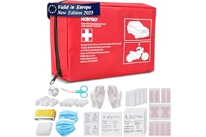 HONYAO Apteczka samochodowa, apteczka pierwszej pomocy zgodna z najnowszą normą DIN 13164, apteczka samochodowa do samochodu ciężarowego, przyczepy kempingowej, motocykla, domu, podróży, kempingu