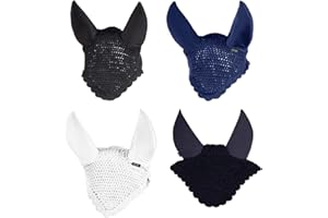 netproshop Geräuschdämpfende Fliegenhaube mit Neoprenohren, Fliegenohren für Pony oder Full, Groesse:Pony, Farbe:Schwarz