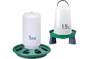 ZOOTEC Mangiatoia per pulcini 1 Kg e Abbeveratoio per pulcini 1,5 L - in Plastica Trasparente Resistente – Piedini rimovibili - Mangiatoia per galline e Abbeveratoio per galline chiocce e quaglie