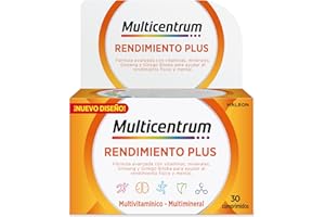 Multicentrum Plus Complemento Alimenticio Multivitamínico y Multimineral Con Ginseng y Ginkgo Biloba Para Adultos, Sin Gluten, 30 Comprimidos