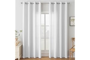 Ystyle Tende per Interni 2 Pezzi 140x280 CM, Tende Camera da Letto Soggiorno, Tende Moderne per Salotto Casa Finestra, Tenda Trasparenti Voile Semi Eleganti con Anelli, Bianco