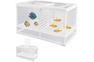 Feibety Aquarium Fish Breeder Net, Breeding Box with Nylon Mesh & Suction Cups, Separation Net, Large Mesh Net Fry Saver, Isolation Fish Fry Hatchery Incubator, Hatching Box for Shrimp, Betta