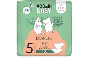 DELIPAP Muumi Baby Eco Nappies Size 5, 10-16 kg, 40 Premium Nappies with Anti-Leak Barrier | Soft and Skin-Friendly, Breathable, Absorbent, No Unnecessary Chemicals |