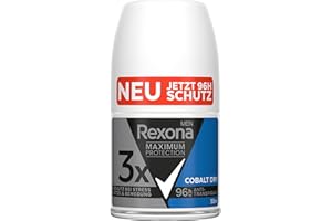 ‎REXONA Rexona Men Maximum Protection Deo Roll-On Cobalt Dry Anti Transpirant mit 3x Schutz bei Stress, Hitze & Bewegung 96 Stunden extremer Schutz 6 x 50 ml