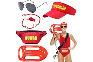 HEAWAA 5Pcs Life Guard Accessories Kit Include Inflatable Float Prop Bucket Hat Adjustable Fanny Pack Whistle Sunglasses Lifeguard Fancy Dress Costume for Adults Women Men Halloween Cosplay Party