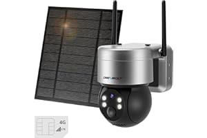 3G/4G LTE Cámara Vigilancia Exterior Solar con SIM, GENBOLT Cámara Inalámbrica Sin WiFi con Batería 12000mAh, IP Cámaras Seguridad Sin Cable Nocturna Color, PTZ Seguimiento Automático la Detección PIR