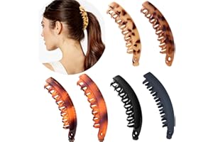 EYEGLA 6 Stück Große Bananenspangen Bunten Bananen Haarspange für dickes Haar,Rutschfeste Pferdeschwanz Halter Clip für Damen und Mädchen