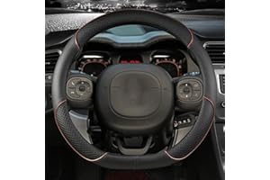 YUEYZHK alla Moda e Squisito Coprivolante per Auto in Pelle Microfibra per Fiat per Panda 2013 2014 2015-2022 Accessori Auto(Coffee D Shape)