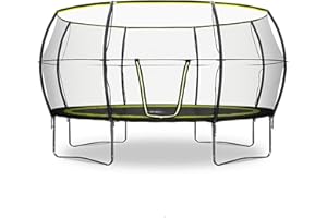Rebo Base Jump Trampoline With Halo II Enclosure - 4 Sizes Avaliable (14FT) | Outdoor Toys | Spring Length - 180mm, Frame Height - 77cm, Tool Kit and Full Instructions Black
