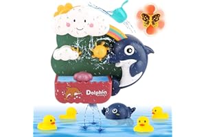 Joyreal Juguetes Baño Bebe - Juguetes Bañera Piscina Niños con 4 Patitos de Goma Juguetes Bañera Bebe Paquete de Ventosas para Niño Niña 1 2 3 Año