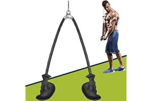 DASKING Ergonomiczna Lina do Ściągania Tricepsów, Lina do Ściągania Tricepsów z Gumowym Uchwytem, Antypoślizgowy Uchwyt do Mocowania Kabla do Ciężkich ćwiczeń, Trening Mięśni - Sprzęt Fitness w Domu