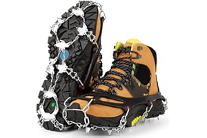 WardWolf Upgrade 25 Spikes Ice Cleats Crampons for Walking Hiking Boots Shoes, Men and Women Ice & Snow Grips for Climbing Mountaineering