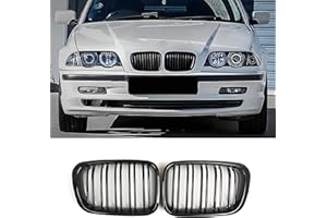 Haoyijiahui Griglia radiatore E46 a rene nera, adatta per BMW Serie 3 E46 4 porte 1998-2001 PRE Facelift Griglia nero lucido doppio listello sportivo (non adatto per 2 porte) (For Serie 3 E46 4D 1998