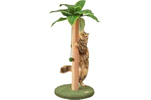 MEOWOOU Kratzsäulen 84 cm niedlicher Katzenkratzer Kätzchen Kratzbaum mit Sisalseil für Wohnungskatzen Palmen-Katzenkratzbaum mit baumelnden Bällen für kleine Katzen