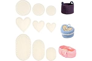 ASSRECT 9 PCS Wooden Basket Bottom Kit, Crochet Knitting Basket Wooden Base Shaper, Blank Crochet Basket Base for DIY Basket Craft Weaving Making Supplies Home Decoration