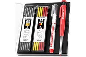 ‎STAGEEK STAGEEK Tischler Bleistifte Set,Bleistift Baustelle,Tieflochmarker,1 Zimmermannsbleistifte mit Markierstift [inkl.12Minen],anreißwerkzeug,mechanische Tischlerbleistifte,Holzbearbeitungs,Lochmarkierer