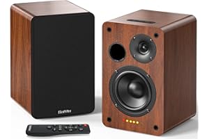 Saiyin Bluetooth Bookshelf, 40W X 2 Powered TV-Lautsprecher mit 4-Zoll-Tieftöner, Turntable-Lautsprecher mit optischem/AUX-Eingang/Subwoofer Line Out für PC und TVs