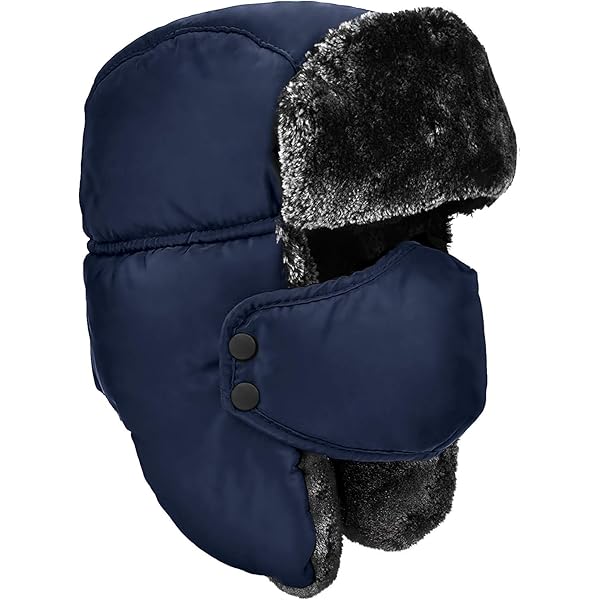 Comhats Warme trappermuts voor heren, wintermuts, kunstleer, hoed, uniseks, pilotenmuts, bontmuts, L-XL