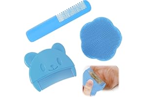 ENIYOU Baby Haarbürste 3 Stück Babybürste Haarbürste Baby Milchschorf Kamm Baby Bürste baby Ideal für Kinderbadezimmer Hilft Bei Der Sanften Massage Der Kopfhaut von Neugeborenen und Kleinkindern Blau
