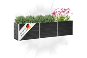 DELUKE® Hochbeet für Garten OSKAR Anthrazit | 240x40x45cm | Verzinkter Stahl | Wetterfest | Hochbeet Metall Gartenbeet Kräuterbeet Blumenbeet Beet hoch Frühbeet für Garten Gemüsebeet