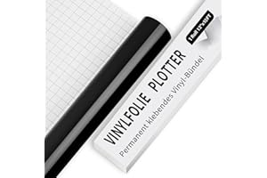 IModeur Vinile adesivo nero - Vinile plotter adesiva lucida da 10 piedi (30,5 x 305 cm), Pellicola adesiva per Cricut, Silhouette e tutte le macchine da taglio, Vinili nero per tazze, finestre