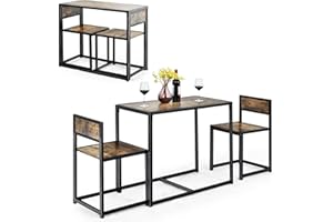 GIANTEX Set di Tavolo da Bar da 3 Pezzi, Set 3 Pezzi con 2 Sedie e Tavolo, Piccolo Tavolo da Cucina per 2 Persone, Tavolo da Bistrò, 3 Colori