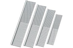 FAYEMINT 4 Pièces Animaux de Compagnie Peigne, Peignes pour Chiens, Peignes pour Chats, pour Poils D'animaux de Compagnie, Bain D'animaux de Compagnie, Quotidien des Animaux de Compagnie(Argent)