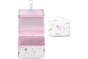 Lychii Trousse de Toilette, Trousse a Maquillage avec Crochet, Imperméable Pliable Vanity Maquillage de Voyage pour Les Femmes, Filles & Enfants