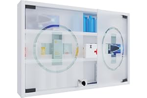 VCM Medizinschrank | Maße ca. H. 40 x B. 60 x T. 10 cm | Apothekerschrank abschließbar | hängend | Arzneischrank - Hustila M