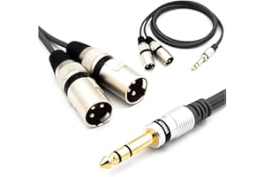 VITALCO 2x XLR Stecker auf Stereo Klinke Kabel 3m Mikrofonkabel 3 Polig Männlich auf 6,3 TRS Klinkenstecker Adapter