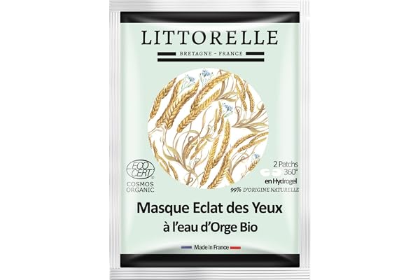 Littorelle – Patchs pour les Yeux en Hydrogel 360°- Certifié Bio- 99% Origine Naturelle – Masque Yeux Hydratant & Anti-Age – Action Anti Cernes et Poches – Made in France- Pack 10 unités