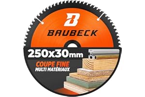 BAUBECK Lame scie circulaire 250x30 - Coupe fine Multi Matériau - Lame de scie circulaire 250x30 bois, aluminium et autres. - Lame de scie 250 x 30 compatible avec toutes les scies circulaires 250