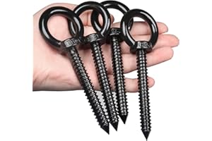OHIYO 12cm Heavy Duty Eye Hooks M10 Eyelet Screw Load Capacity 200kg Heavy Duty Screw in Eye Hooks for Hammock Stand, Swing Chair, Yoga, Heavy Indoor & Outdoor Uses (Black)