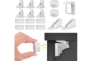 PLAGUFAS Magnetic Child Safety Cupboard Locks for Children (6Locks+2Keys),Child Baby Safety Lock for Kitchen Cupboards and Drawers with Adhesive No Drilling or Screws Fixed,Come with 2 Sliding Door Window Lock