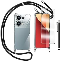 Beajew Custodia per Xiaomi Poco M6 Pro 4G/Redmi Note 13 Pro 4G Cover con Regolabile Rimovibile Corda da Catena Collana Necklace Antiurto Cordino Collari per Xiaomi Redmi Note 13 Pro 4G, Verde