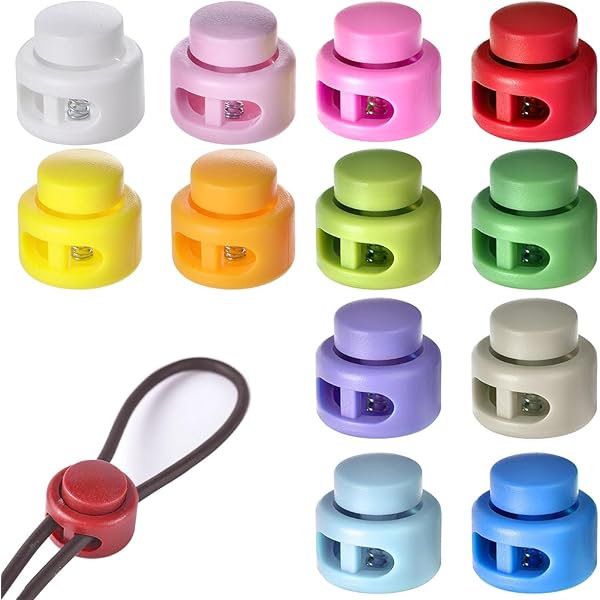 QUARKZMAN 30 stuks kunststof sleutelkoord, spankoord, enkele opening, veerstopper, voor rugzak, veters, spankoorden, 5,5 x 3 mm, donkergroen, Donker Groen, 12.2x25x8mm
